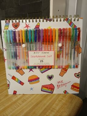 Betsey Johnson NWT Large Sketchbook, 25 Pens & Stickers